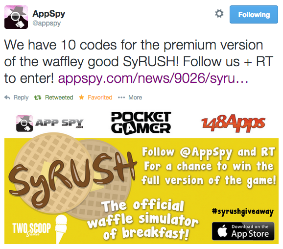 AppSpy PocketGamer 148Apps SyRUSH givaway contest